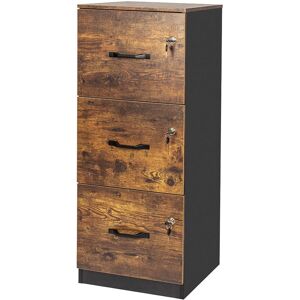 Relaxdays hanging filing cabinet, 3 lockable drawers, HxWxD: 103x40x40 cm, black/brown Relaxdays hanging filing cabinet, 3 lockable drawers, HxWxD: 103x40x40 cm, black/brown