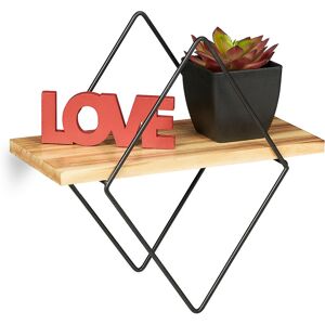 Relaxdays - Floating Shelf, Industial Design, Wall Mount, Diamond Shaped, Iron & mdf, hbt: 30x30x15 cm, Black/Light Brown Relaxdays - Floating Shelf, Industial Design, Wall Mount, Diamond Shaped, Iron & mdf, hbt: 30x30x15 cm, Black/Light Brown