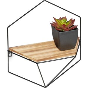 Floating Shelf, Wall Mounted Hexagon, Lattice Frame, Iron & mdf, HxBxT: 35 x 31 x 13,5 cm, Black/Light Brown - Relaxdays Floating Shelf, Wall Mounted Hexagon, Lattice Frame, Iron & mdf, HxBxT: 35 x 31 x 13,5 cm, Black/Light Brown - Relaxdays