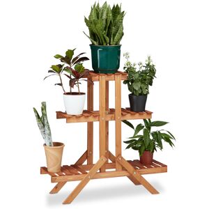 Relaxdays - Flower Ladder Rack with 3 Tiers, Wooden, Flower Stand for Indoors, Multi-Tier, HxWxD: ca 82.5 x 83 x 28.5 cm, Light Brown Relaxdays - Flower Ladder Rack with 3 Tiers, Wooden, Flower Stand for Indoors, Multi-Tier, HxWxD: ca 82.5 x 83 x 28.5 cm, Light Brown