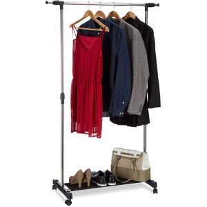 Garment Rack on Wheels, Rolling Clothes Rail with Storage Rack, Adjustable Height, 96 - 162, Silver - Relaxdays Garment Rack on Wheels, Rolling Clothes Rail with Storage Rack, Adjustable Height, 96 - 162, Silver - Relaxdays