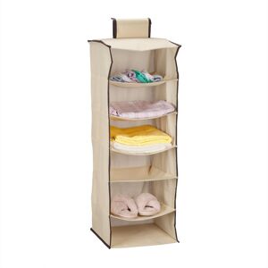 Hanging Shelf for Wardrobe, 6 Compartments, Fabric Storage, HxWxD: 96 x 32 x 31 cm, Clothes Organiser, Beige - Relaxdays Hanging Shelf for Wardrobe, 6 Compartments, Fabric Storage, HxWxD: 96 x 32 x 31 cm, Clothes Organiser, Beige - Relaxdays