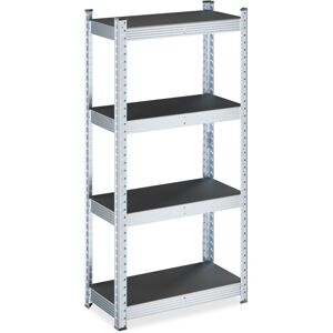 Relaxdays - Heavy-Duty Shelving Unit, 4 Shelves, 120x60x30 cm, 700 kg, Galvanised Steel, Garage Storage Rack, Black/Silver Relaxdays - Heavy-Duty Shelving Unit, 4 Shelves, 120x60x30 cm, 700 kg, Galvanised Steel, Garage Storage Rack, Black/Silver