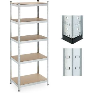 Relaxdays - Heavy Duty Shelving Unit, 5 Levels, h x w x d: 180 x 70 x 45 cm, 500 kg max Load, Metal, mdf, Silver Relaxdays - Heavy Duty Shelving Unit, 5 Levels, h x w x d: 180 x 70 x 45 cm, 500 kg max Load, Metal, mdf, Silver
