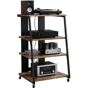 Relaxdays HiFi Rack, 4 Levels, for Turntables, Iron & MDF, 78x61x52 cm, Industrial Multimedia Shelf, Brown/Black Relaxdays HiFi Rack, 4 Levels, for Turntables, Iron & MDF, 78x61x52 cm, Industrial Multimedia Shelf, Brown/Black