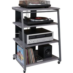 Relaxdays Hi-Fi rack, 4 shelves, for record player & stereo, metal & MDF, HxWxD: 78x61x52 cm, multimedia rack, grey Relaxdays Hi-Fi rack, 4 shelves, for record player & stereo, metal & MDF, HxWxD: 78x61x52 cm, multimedia rack, grey