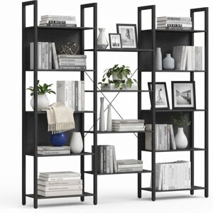 Relaxdays Industrial Bookshelf, 14 Shelves, Wood Effect & Metal, Living Room & Office Shelf, H166xW158xD24cm, Black Relaxdays Industrial Bookshelf, 14 Shelves, Wood Effect & Metal, Living Room & Office Shelf, H166xW158xD24cm, Black