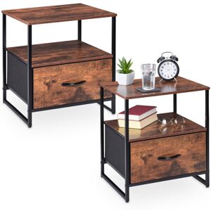 Relaxdays - Industrial Bedside Table, Set of 2, hwd: 50 x 45 x 42.5 cm, 2 Drawers, Nightstand for Bedroom, Black/Brown Relaxdays - Industrial Bedside Table, Set of 2, hwd: 50 x 45 x 42.5 cm, 2 Drawers, Nightstand for Bedroom, Black/Brown