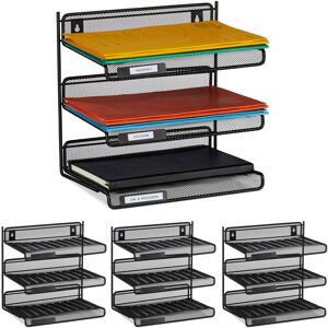 Relaxdays Set of 4 Filing Systems Metal, 3 Trays for Labelling, Office & Workroom, Wall Mounted, 32 x 33 x 25 cm, Black Relaxdays Set of 4 Filing Systems Metal, 3 Trays for Labelling, Office & Workroom, Wall Mounted, 32 x 33 x 25 cm, Black