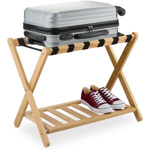 RELAXDAYS 2 x folding luggage racks, bamboo, HWD: 56 x 68.5 x 41.5 cm, luggage rack with shelf, hotel luggage stand, natural RELAXDAYS 2 x folding luggage racks, bamboo, HWD: 56 x 68.5 x 41.5 cm, luggage rack with shelf, hotel luggage stand, natural
