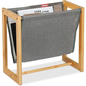 Relaxdays Magazine Rack, Bamboo & Fabric, HWD: 37 x 39.5 x 21 cm, A4, Newspaper Stand, Catalogue Holder, Natural/Grey Relaxdays Magazine Rack, Bamboo & Fabric, HWD: 37 x 39.5 x 21 cm, A4, Newspaper Stand, Catalogue Holder, Natural/Grey