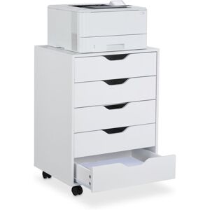 Relaxdays - Mobile File Cabinet, 5 Drawers, 66.5 x 48 x 39.5 cm, Office & Study Storage, Rolling Document Container, White Relaxdays - Mobile File Cabinet, 5 Drawers, 66.5 x 48 x 39.5 cm, Office & Study Storage, Rolling Document Container, White