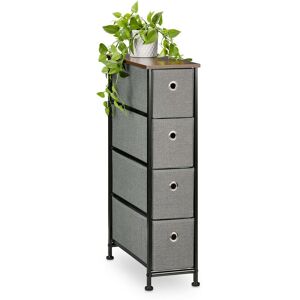 Niche Shelf, 4 Fabric Drawers, Industrial Design, Bathroom & Kitchen Dresser, hwd: 76 x 20 x 48 cm, Brown/Grey - Relaxdays Niche Shelf, 4 Fabric Drawers, Industrial Design, Bathroom & Kitchen Dresser, hwd: 76 x 20 x 48 cm, Brown/Grey - Relaxdays