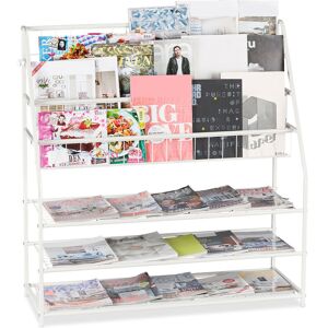 Relaxdays - Metal Magazine Rack, hwd: 96 x 97 x 37 cm, Magazine Organiser, Free Standing Magazine & Newspaper Stand, White Relaxdays - Metal Magazine Rack, hwd: 96 x 97 x 37 cm, Magazine Organiser, Free Standing Magazine & Newspaper Stand, White