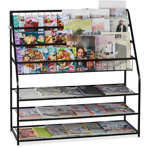 Relaxdays - Metal Magazine Rack, hwd: 96 x 97 x 37 cm, Magazine Organiser, Free Standing Magazine & Newspaper Stand, Black Relaxdays - Metal Magazine Rack, hwd: 96 x 97 x 37 cm, Magazine Organiser, Free Standing Magazine & Newspaper Stand, Black