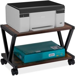 Relaxdays - Printer Stand for Desk, 2 Levels, Wheels, Office Shelf, Spare Paper, Storage, HxWxD: 28 x 44 x 28.5 cm, Black Relaxdays - Printer Stand for Desk, 2 Levels, Wheels, Office Shelf, Spare Paper, Storage, HxWxD: 28 x 44 x 28.5 cm, Black
