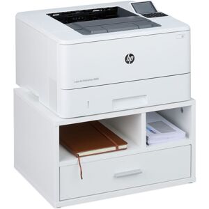 Relaxdays - Printer Stand for Desk, 2 Compartments & Drawer, Office Shelf, Spare Paper Storage, 22.5 x 40 x 30 cm, White Relaxdays - Printer Stand for Desk, 2 Compartments & Drawer, Office Shelf, Spare Paper Storage, 22.5 x 40 x 30 cm, White