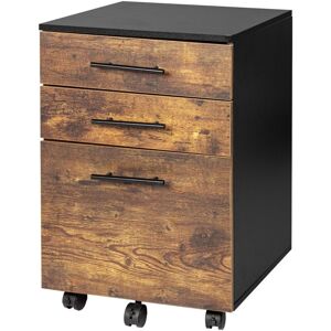 Relaxdays roll container, 3 drawers, hanging file, HxWxD: 57.5 x 40 x 40 cm, filing cabinet on castors, black/brown Relaxdays roll container, 3 drawers, hanging file, HxWxD: 57.5 x 40 x 40 cm, filing cabinet on castors, black/brown