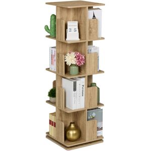 Relaxdays - Rotating Bookcase, 360-Degree Swivel, 4 Levels, Shelves for Books & CDs, Wood Effect, 125.5x39x39 cm, Natural Relaxdays - Rotating Bookcase, 360-Degree Swivel, 4 Levels, Shelves for Books & CDs, Wood Effect, 125.5x39x39 cm, Natural