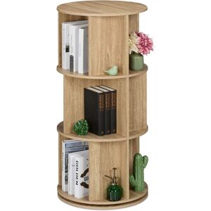 Relaxdays - Rotating Bookcase, 15 Compartments, HxD: 104x50 cm, Wood Effect, Shelf for Books & DVDs, Round Design, Natural Relaxdays - Rotating Bookcase, 15 Compartments, HxD: 104x50 cm, Wood Effect, Shelf for Books & DVDs, Round Design, Natural