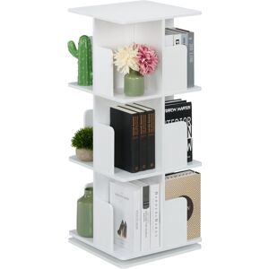 Relaxdays - Rotating Bookcase, 360-Degree Swivel, 3-Tier Bookshelf, hwd: 95 x 39 x 39 cm, Living Room Storage, White Relaxdays - Rotating Bookcase, 360-Degree Swivel, 3-Tier Bookshelf, hwd: 95 x 39 x 39 cm, Living Room Storage, White