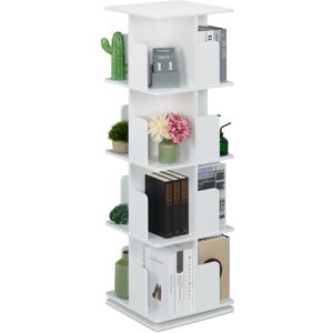 Relaxdays - Rotating Bookcase, 360-Degree Swivel, 4-Tier Bookshelf, hwd: 125.5 x 39 x 39 cm, Living Room Storage, White Relaxdays - Rotating Bookcase, 360-Degree Swivel, 4-Tier Bookshelf, hwd: 125.5 x 39 x 39 cm, Living Room Storage, White