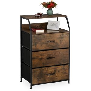Chest of Drawers, 3 Drawers, h x w x d: 96.5 x 61 x 42 cm, Wardrobe, Dresser, Brown/Black - Relaxdays Chest of Drawers, 3 Drawers, h x w x d: 96.5 x 61 x 42 cm, Wardrobe, Dresser, Brown/Black - Relaxdays