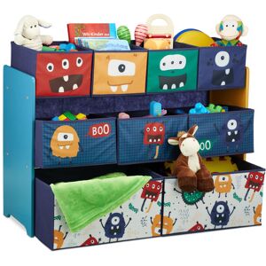 Relaxdays - Children's Shelf with 9 Fabric Boxes, Monster Design, 70 x 92.5 x 30 cm, Toy Storage for Kids' Room, Colourful Relaxdays - Children's Shelf with 9 Fabric Boxes, Monster Design, 70 x 92.5 x 30 cm, Toy Storage for Kids' Room, Colourful