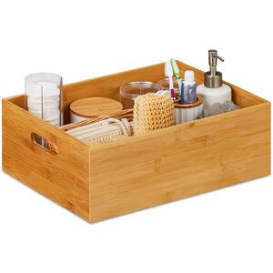 Relaxdays - Set of 4 Storage Boxes, Side Handles, For Moving and Transportation, Bamboo, Natural, Medium Size Relaxdays - Set of 4 Storage Boxes, Side Handles, For Moving and Transportation, Bamboo, Natural, Medium Size