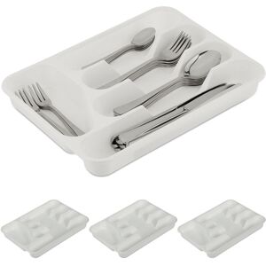 Relaxdays Cutlery Tray, for Drawers, Set of 4, HxWxD: 4 x 24.5 x 32.5 cm, 5 Compartments, Plastic Storage Box, white Relaxdays Cutlery Tray, for Drawers, Set of 4, HxWxD: 4 x 24.5 x 32.5 cm, 5 Compartments, Plastic Storage Box, white