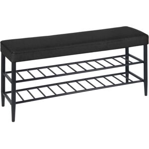 Relaxdays shoe bench, padded faux leather seat, 2 shoe racks for 8 pairs, H x W x D 50x100x30 cm, black Relaxdays shoe bench, padded faux leather seat, 2 shoe racks for 8 pairs, H x W x D 50x100x30 cm, black