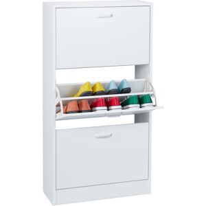 Relaxdays - Shoe Cabinet, hwd: 113 x 60 x 24 cm, 3 Flip Drawers, Footwear Storage, Slim Cupboard, Hallway Rack, White Relaxdays - Shoe Cabinet, hwd: 113 x 60 x 24 cm, 3 Flip Drawers, Footwear Storage, Slim Cupboard, Hallway Rack, White