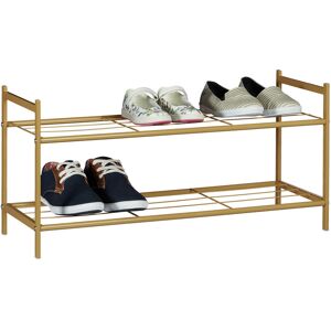 Shoe Rack sandra 2 Shelves, Metal Storage Unit, 33.5 x 69.5 x 26 cm, 6 Pairs of Shoes, Light Brown - Relaxdays Shoe Rack sandra 2 Shelves, Metal Storage Unit, 33.5 x 69.5 x 26 cm, 6 Pairs of Shoes, Light Brown - Relaxdays