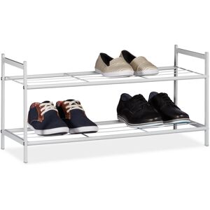 Relaxdays Shoe Rack SANDRA 2 Shelves, Metal Storage Unit, 33.5 x 69.5 x 26 cm, 6 Pairs of Shoes, White Relaxdays Shoe Rack SANDRA 2 Shelves, Metal Storage Unit, 33.5 x 69.5 x 26 cm, 6 Pairs of Shoes, White