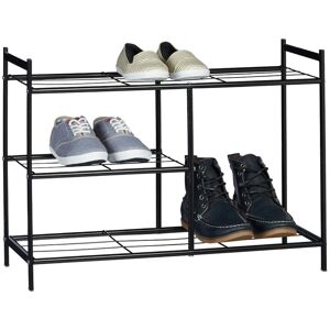 Shoe Rack sandra with 3 Shelves, Metal Shoe Storage with Boot Shelf, Size: 50.5 x 70 x 26 cm, for 8 Pairs of Shoes, with Handles, Black - Relaxdays Shoe Rack sandra with 3 Shelves, Metal Shoe Storage with Boot Shelf, Size: 50.5 x 70 x 26 cm, for 8 Pairs of Shoes, with Handles, Black - Relaxdays
