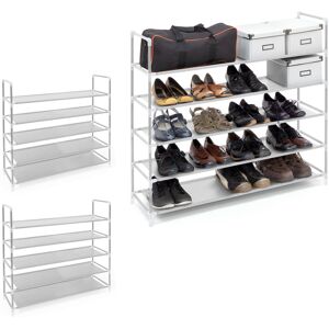 Set of 3 Relaxdays Shoe Rack With Handles, Fleece Fabric, 90.5 x 87 x 29.5 cm, 5 Shelves for 20 Pairs of Shoes, White Set of 3 Relaxdays Shoe Rack With Handles, Fleece Fabric, 90.5 x 87 x 29.5 cm, 5 Shelves for 20 Pairs of Shoes, White