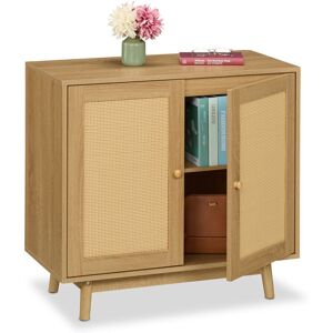Sideboard, 2 Compartments, Rattan & Wood Look, HxWxD: 75 x 80 x 40 cm, Living Room & Kitchen Cabinet, Natural - Relaxdays Sideboard, 2 Compartments, Rattan & Wood Look, HxWxD: 75 x 80 x 40 cm, Living Room & Kitchen Cabinet, Natural - Relaxdays