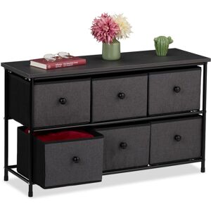 Sideboard, 6 Fabric Drawers, Hallway & Bedroom, hwd: 51x87x32 cm, Storage Unit, Dresser, Metal, Grey/Black - Relaxdays Sideboard, 6 Fabric Drawers, Hallway & Bedroom, hwd: 51x87x32 cm, Storage Unit, Dresser, Metal, Grey/Black - Relaxdays