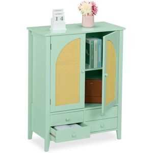 Sideboard, Rattan Design, 4 Drawers, 2 Shelves, 90x70x34 cm, Living room & Hallway, Storage Cabinet, Turquoise - Relaxdays Sideboard, Rattan Design, 4 Drawers, 2 Shelves, 90x70x34 cm, Living room & Hallway, Storage Cabinet, Turquoise - Relaxdays