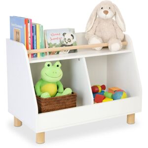 Relaxdays Small Children's Shelf, 2 Open Compartments, Large Shelf, HxWxD: 52 x 72 x 38 cm, Toy Storage, White/Natural Relaxdays Small Children's Shelf, 2 Open Compartments, Large Shelf, HxWxD: 52 x 72 x 38 cm, Toy Storage, White/Natural