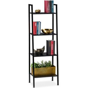 Relaxdays Standing Bookcase, Modern Ladder Rack with 4 Shelves, Plants, Books etc., HWD: 136 x 44 x 31.5 cm, Black Relaxdays Standing Bookcase, Modern Ladder Rack with 4 Shelves, Plants, Books etc., HWD: 136 x 44 x 31.5 cm, Black