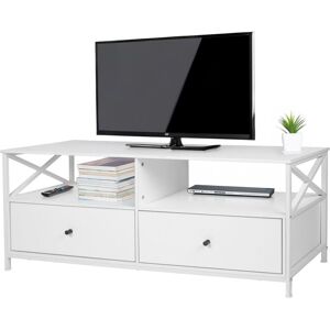 Relaxdays TV lowboard, 2 compartments & 2 drawers, for TVs up to 55", H x W x D: 50 x 120 x 40 cm, white Relaxdays TV lowboard, 2 compartments & 2 drawers, for TVs up to 55", H x W x D: 50 x 120 x 40 cm, white