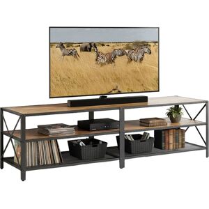 Relaxdays TV Lowboard, 4 shelves, open shelf unit for up to 75-inch TVs, HxWxD: 52 x 180 x 39 cm, brown/black Relaxdays TV Lowboard, 4 shelves, open shelf unit for up to 75-inch TVs, HxWxD: 52 x 180 x 39 cm, brown/black
