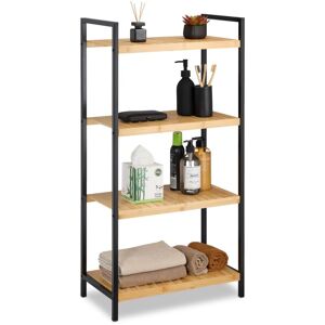 Relaxdays Universal Bamboo Storage Shelf, Bathroom and Kitchen Rack, 4-Tiers, Metal Frame, HxWxD: 97 x 50.5 x 27 cm, Natural Relaxdays Universal Bamboo Storage Shelf, Bathroom and Kitchen Rack, 4-Tiers, Metal Frame, HxWxD: 97 x 50.5 x 27 cm, Natural