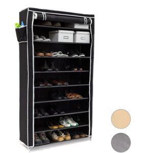 Relaxdays VALENTIN Shoe Rack Storage Unit, 161 x 88 x 30 cm, with Fabric Cover, 45 Pairs of Shoes, Black Relaxdays VALENTIN Shoe Rack Storage Unit, 161 x 88 x 30 cm, with Fabric Cover, 45 Pairs of Shoes, Black