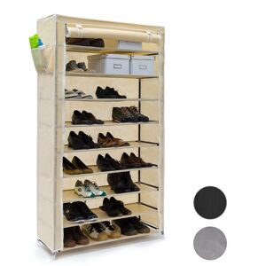 Relaxdays VALENTIN Shoe Rack Storage Unit, 161 x 88 x 30 cm, with Fabric Cover, 45 Pairs of Shoes, Beige Relaxdays VALENTIN Shoe Rack Storage Unit, 161 x 88 x 30 cm, with Fabric Cover, 45 Pairs of Shoes, Beige