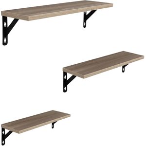 Relaxdays wall shelf set, 3 sizes: 30/35/40 cm wide, industrial design, durable boards, MDF & iron, light brown Relaxdays wall shelf set, 3 sizes: 30/35/40 cm wide, industrial design, durable boards, MDF & iron, light brown