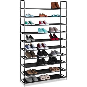 Relaxdays - xxl Shoe Shelf For 50 Pairs of Shoes, 175.5 x 100 x 29 cm, Fabric and Metal, 10-Shelves, Black Relaxdays - xxl Shoe Shelf For 50 Pairs of Shoes, 175.5 x 100 x 29 cm, Fabric and Metal, 10-Shelves, Black