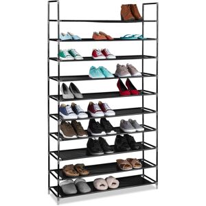 Relaxdays - 2x Shoe Rack for 50 Pairs, 10 Levels, Footwear Storage Shelf, hwd: 175.5 x 100 x 29 cm, Fabric & Metal, Black Relaxdays - 2x Shoe Rack for 50 Pairs, 10 Levels, Footwear Storage Shelf, hwd: 175.5 x 100 x 29 cm, Fabric & Metal, Black