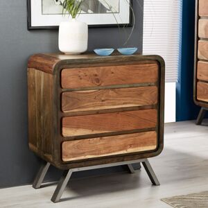 VERTY FURNITURE Retro Metal & Wood 4 Drawer Chest VERTY FURNITURE Retro Metal & Wood 4 Drawer Chest